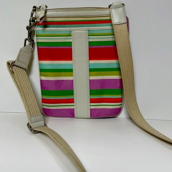 Coach Bags Coach Colorful Stripe Canvas Crossbody Bag Travel